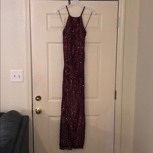 Maroon sequin formal dress